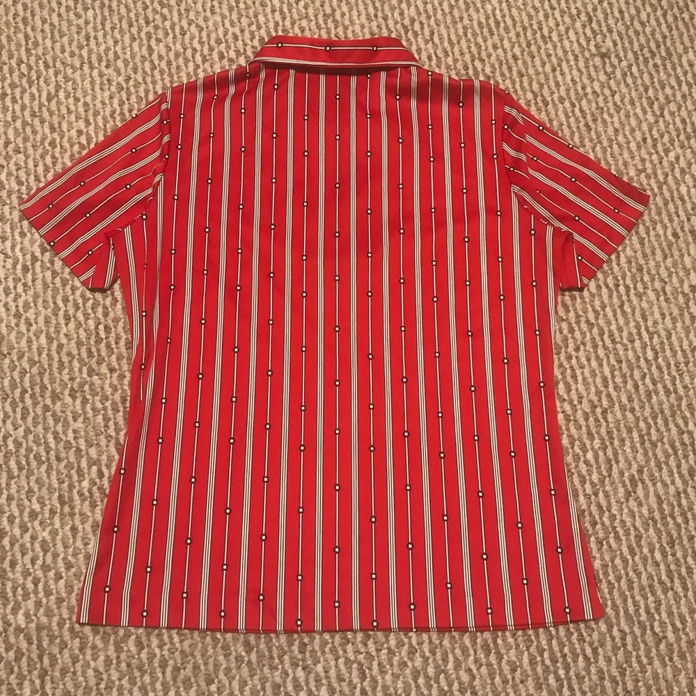 VTG 70s Mardi Modes red black white retro bowling shirt graphic geometric print - Picture 6 of 8